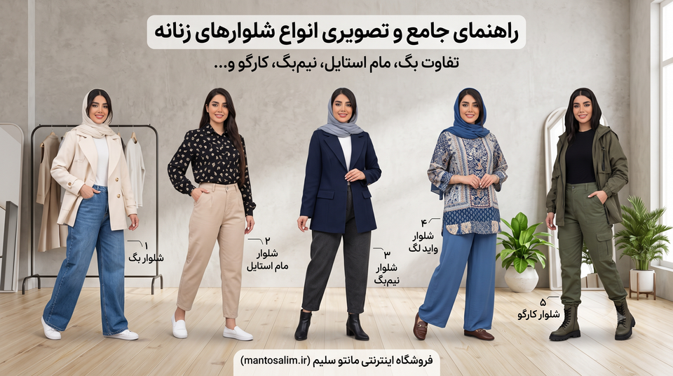 تفاوت انواع شلوار زنانه (بگ، نیمبگ، مام استایل و کارگو) + راهنمای ست کردن