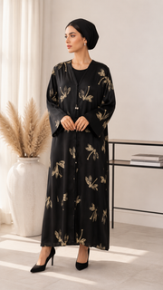 عبا ابریشم زنانه طرح سنجاقک شیک و مجلسی مانتو سلیم